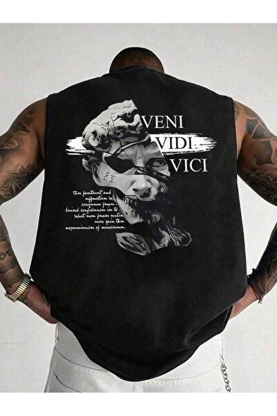 valeriae bellanova Tricou fără mâneci pentru bărbați, supradimensionat, cu de...
