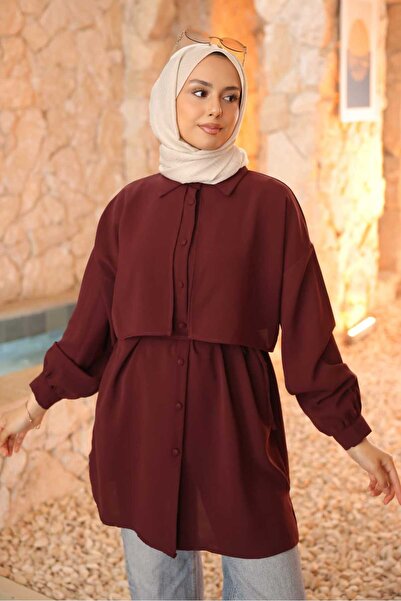 İmajButik تونيك ليندا بتفاصيل أمامية بلون البرقوق