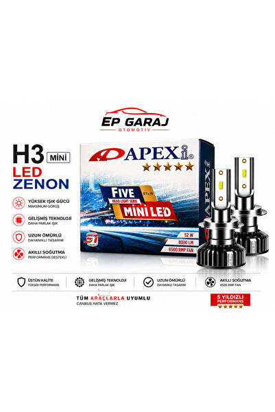 EP GARAJ OTOMOTİV APEXi H3 Mini LED Xenon Far Ampul Seti – 52W 8000 LÜMEN