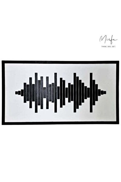 Mirfa Wooden Wall Art With Self Adhesive Base - Black (Sound Wave)