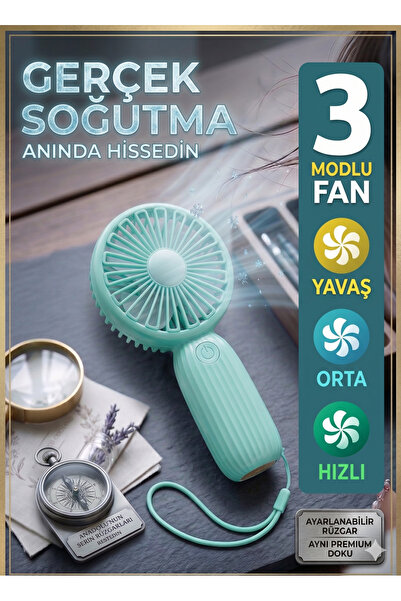 Singularis Pratik Sessiz Seyahat Tipi Mini El Fanı Ayarlanabilir Şarjlı Cep V...