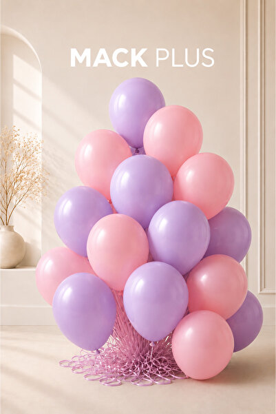 MACK PLUS 10’lu Macaron Lila & Pembe Premium Balon Seti – Helyum Uyumlu ve Da...