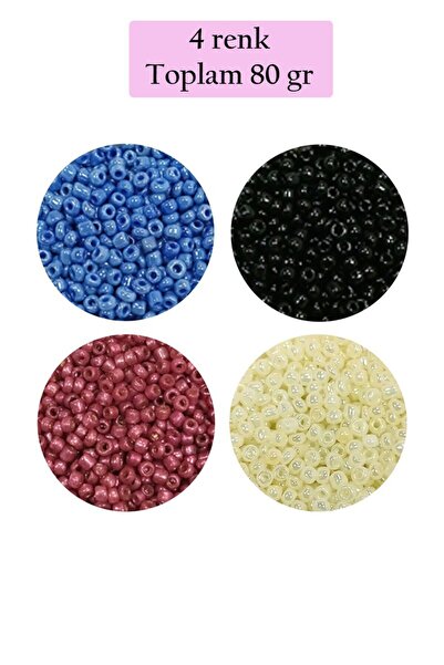 Royaleks Group Beads of Cast Glass Sand (11/0) 2 mm - 4 Colors - Total 80 Gra...