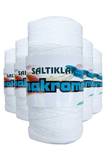 atastore2017 5 Pieces of Polyester Macrame Thread 10 Snow White 100 gr