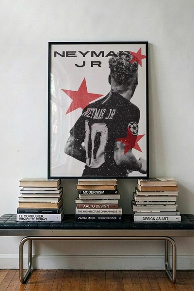 TabloRosa Siyah Çerçeveli Modern Dekoratif Poster Tablo – Neymar V2 | Spor Ko...