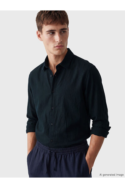 LC Waikiki Nevavm Regular Fit Men's Textured Shirt with Difference