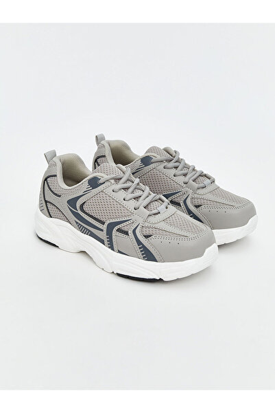 LC Waikiki Gray Lace-Up Boys' Sneakers