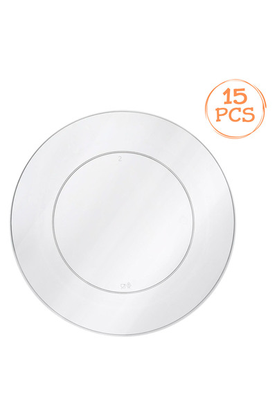 Zumzeria Set of Reusable Transparent Plastic Plates 26cm - 15pcs