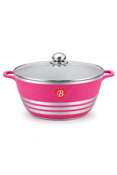 Blaumann Magic Pot Marbled Interior, 28 cm, 6.5 L, cast aluminum, pink, with lid