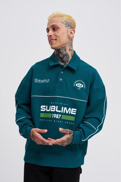Machinist Hanorac polo cu imprimeu Sublime pentru bărbați, verde ulei