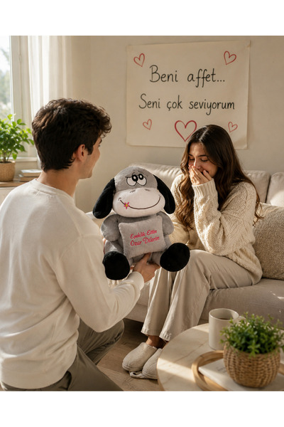 Özgüner Oyuncak Sevgiliye Hediyelik Büyük Boy Sevimli Peluş Eşek 97 cm- Roman...