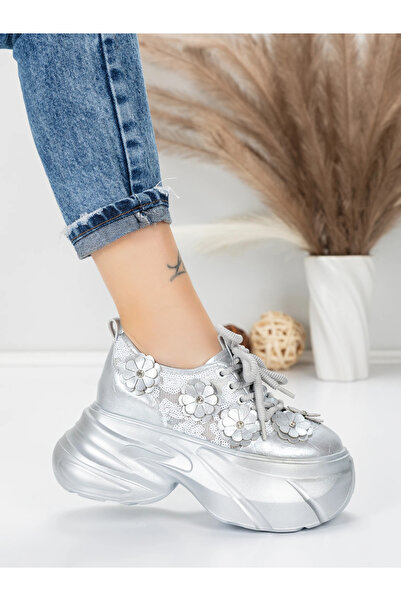 mei Women's Platform Sneakers 8307-2 Silver