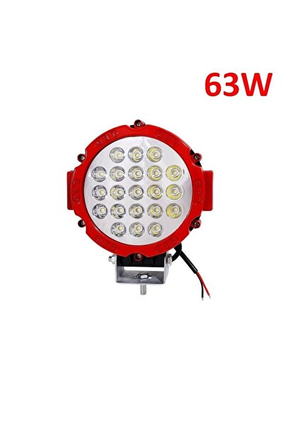 aks 63W CRE Power Led Üniversal Yuvarlak Sis Lambası 21 Ledli Kırmızı