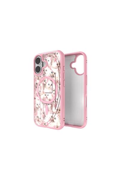 Diesel iPhone 17 Uyumlu Magsafe Destekli Oval D Kedi Desenli Kılıf - Pembe