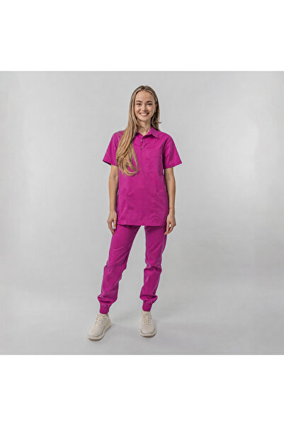 Masstex Alex Unisex Green Medical Blouse – Relaxed Fit, Lapel Collar & Snaps