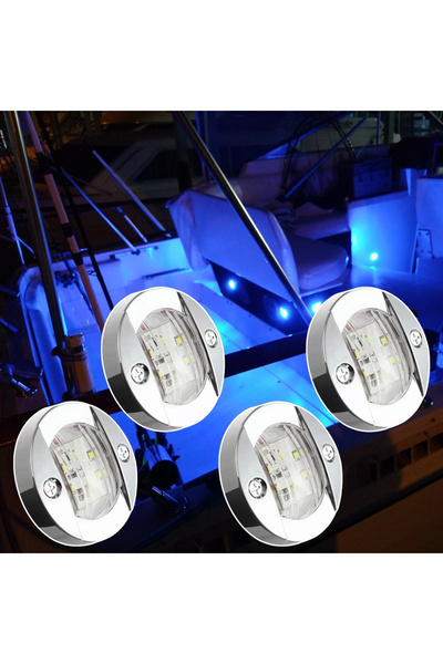 choice2 أضواء LED زرقاء للقوارب البحرية، 4 قطع، مستديرة بقطر 3 بوصات، 12 فولت...