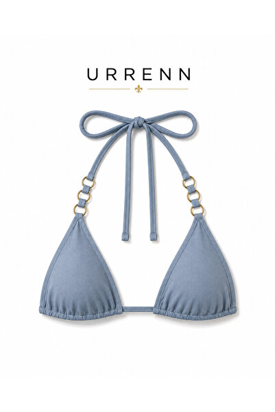 Urrenn Triangle Bikini Top — Halter Neck Quick Dry Single Top Bikini with Rin...