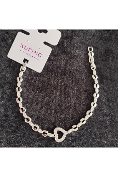 XUPING JEWELRY Xuping Jewelery Zircon Stone Heart Silver Color Bracelet