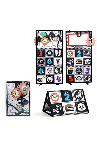 ETOY Jucarie interactiva pliabila, carte senzoriala cu contrast, alb-negru si...