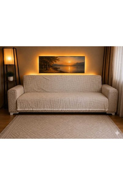 Savana Husă moale din pluș, care nu lasă scame, pentru canapea extensibilă și fotoliu, cu franjuri 150*200