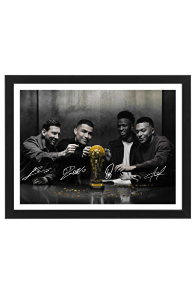 Boomah Accessories Messi Ronaldo Mbappé Vinícius Jr Printed Autograph Framed ...