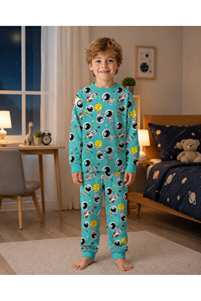 zahider Boy's 100% Cotton Soft Astronaut Pattern Long Sleeve Pajamas