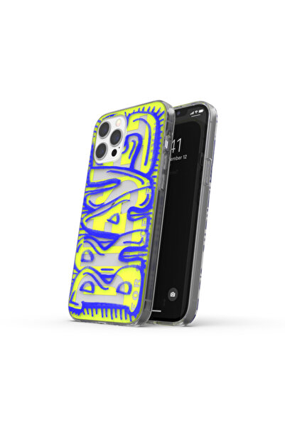 Diesel Husă transparentă SNAP AOP FW20 IPHONE 12 PRO MAX Albastru gri/Lime
