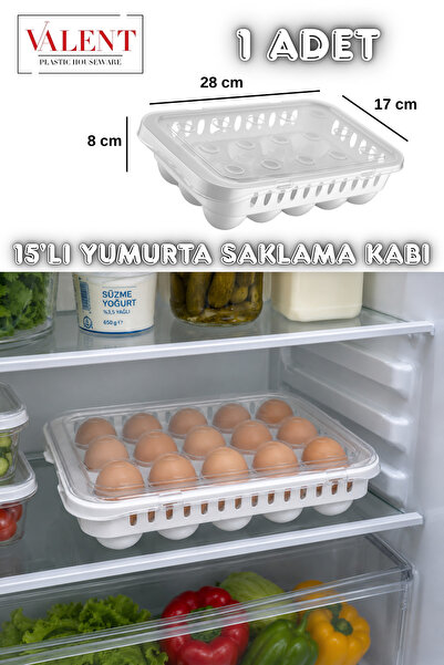 VALENT 15'li Kapaklı Yumurta Saklama Kabı Buzdolabı Düzenleyici 1 Adet