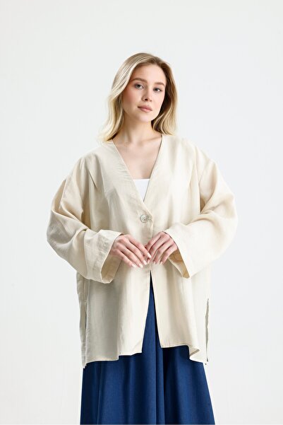 minaaise Women's Stone Premium Fabric Oversize Kimono 31099