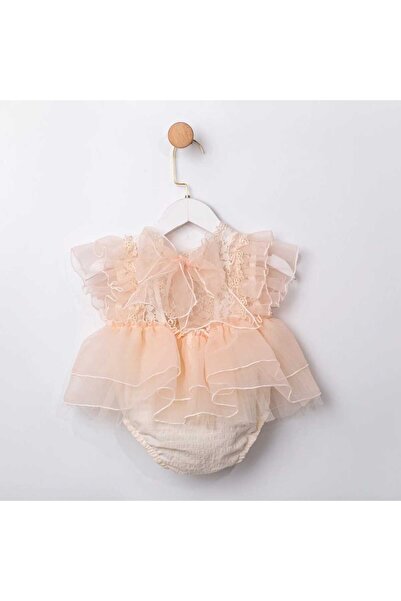 Cumino Back Part with Bow Tie and Lace, Baby Girl 3-Piece Romper Set - Hat - Socks - Jumpsuit (1 Size Is Recommended for Larger Sizes)