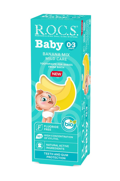R.O.C.S. Baby Muz Püresi Tadında (Florürsüz) Diş Macunu 0-3 Yaş 45gr