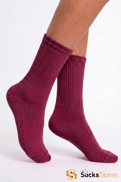 Socks Stores جوارب قطنية بلون أحمر داكن للجنسين - جوارب رياضية مريحة للتنس