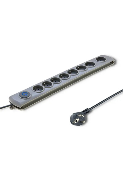 Qoltec Bară anti-supratensiune Quick Switch 1,8M cu 8 sloturi gri