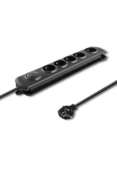 Qoltec Bară anti-supratensiune 1.8M 5 prize NEGRU/Modern