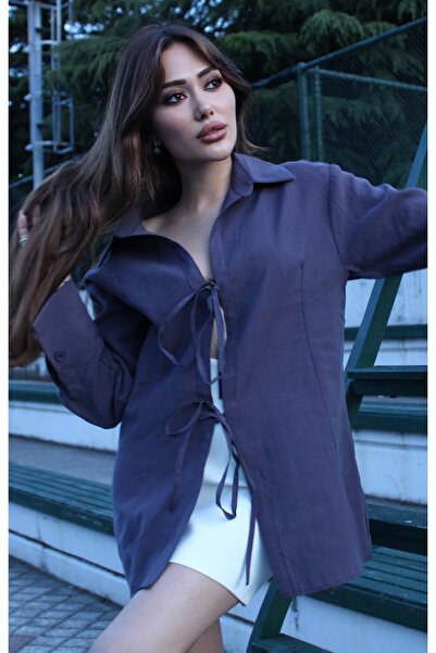 inmuse Front Lace Detailed Design Shirt