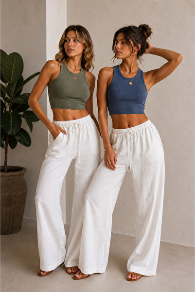 GLAMORA 2'li Fitilli Halter Yaka Crop Atlet