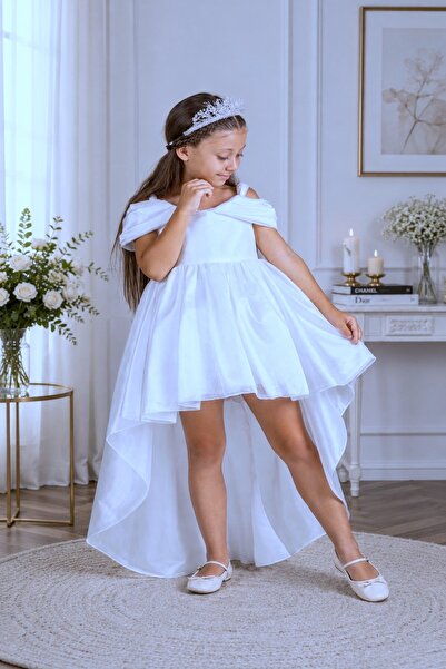 DeKuBaby Crystal Princess Crowned Long Tail Children's Evening Dress-Special ...