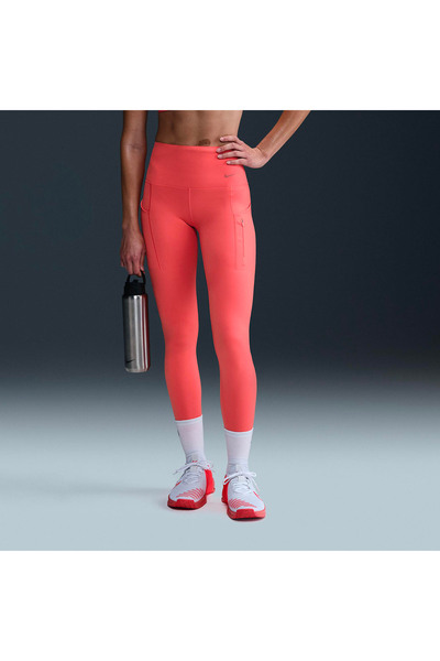 Nike Women's Orange Go Firm-Support High Waist Tummy Control Sports Running L...
