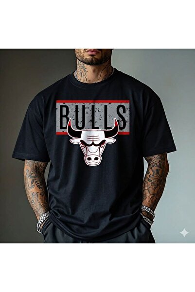LELVANİ TRICOU BĂRBAȚI BULLS CU IMPRIMARE OX, CU GULER ROTUND