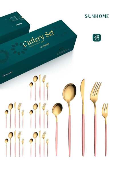 Sunhome 30-Piece Stainless Steel Cutlery Set Kitchen Utensil Set Western Tabl...