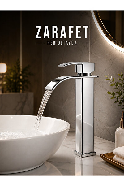 MİXSA LÜX KROM ŞELALE ÇANAK LAVABO BATARYASI ÇİFT SU GİRİŞLİ PREMİUM MODERN M...