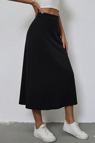 Mood Lab Women's Brown Long Comfortable Skirt Kiloş Viscose Modal