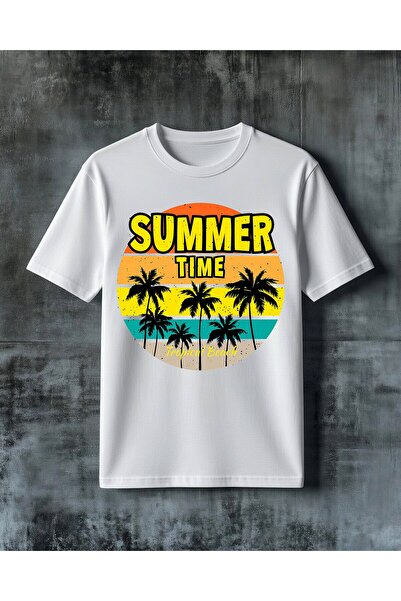 COMVİCHO Summer Time Beach Printed Oversize T-Shirt