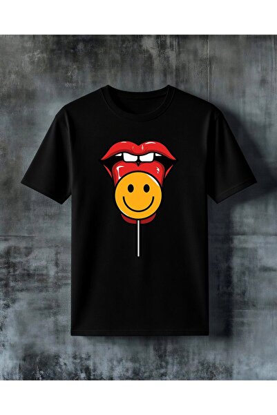 COMVİCHO Red Lip Essence Yuzuk Printed Oversize T-Shirt