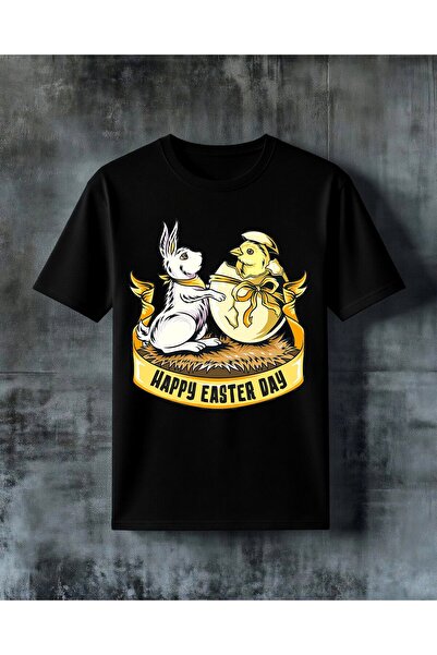 COMVİCHO Happy Easter Tavsan Egg Printed Oversize T-Shirt