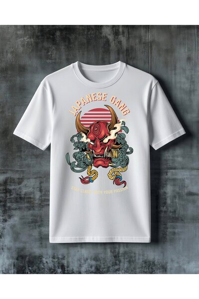 COMVİCHO Japanese Game Iblis Kafa Printed Oversize T-Shirt