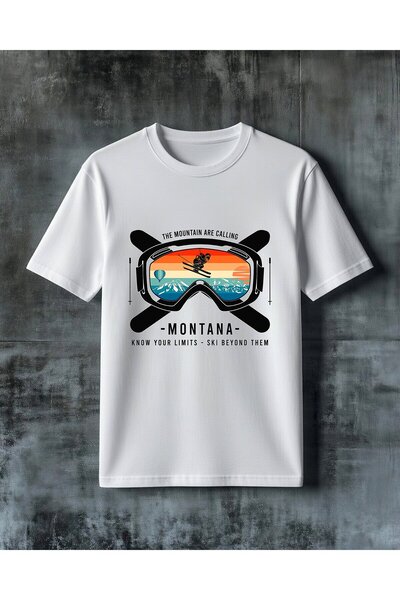 COMVİCHO Mountain Calling Montana Ski Printed Oversize T-Shirt