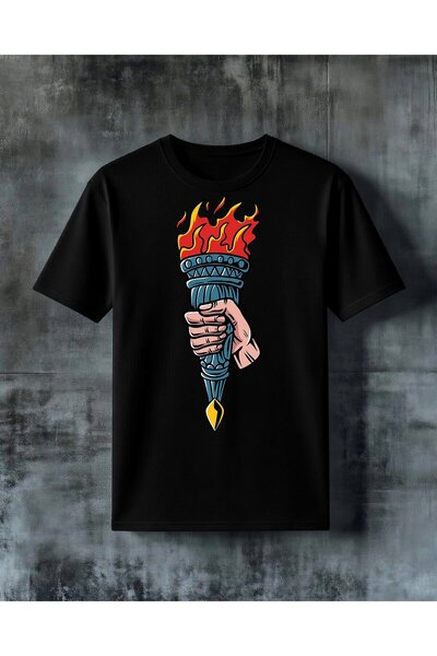 COMVİCHO Alev Mesisl El Mesel Printed Oversize T-Shirt