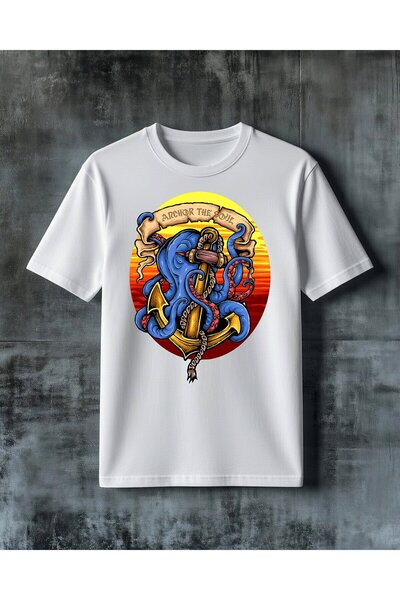 COMVİCHO Anchor the Soul Octopus Printed Oversize T-Shirt