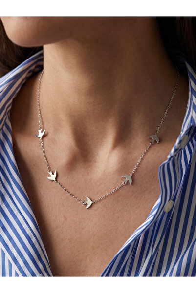 GKCBijoux Kararmaz 316L Çelik Kırlangıç Kolye - Suya Dayanıklı Minimal Kuş Fi...